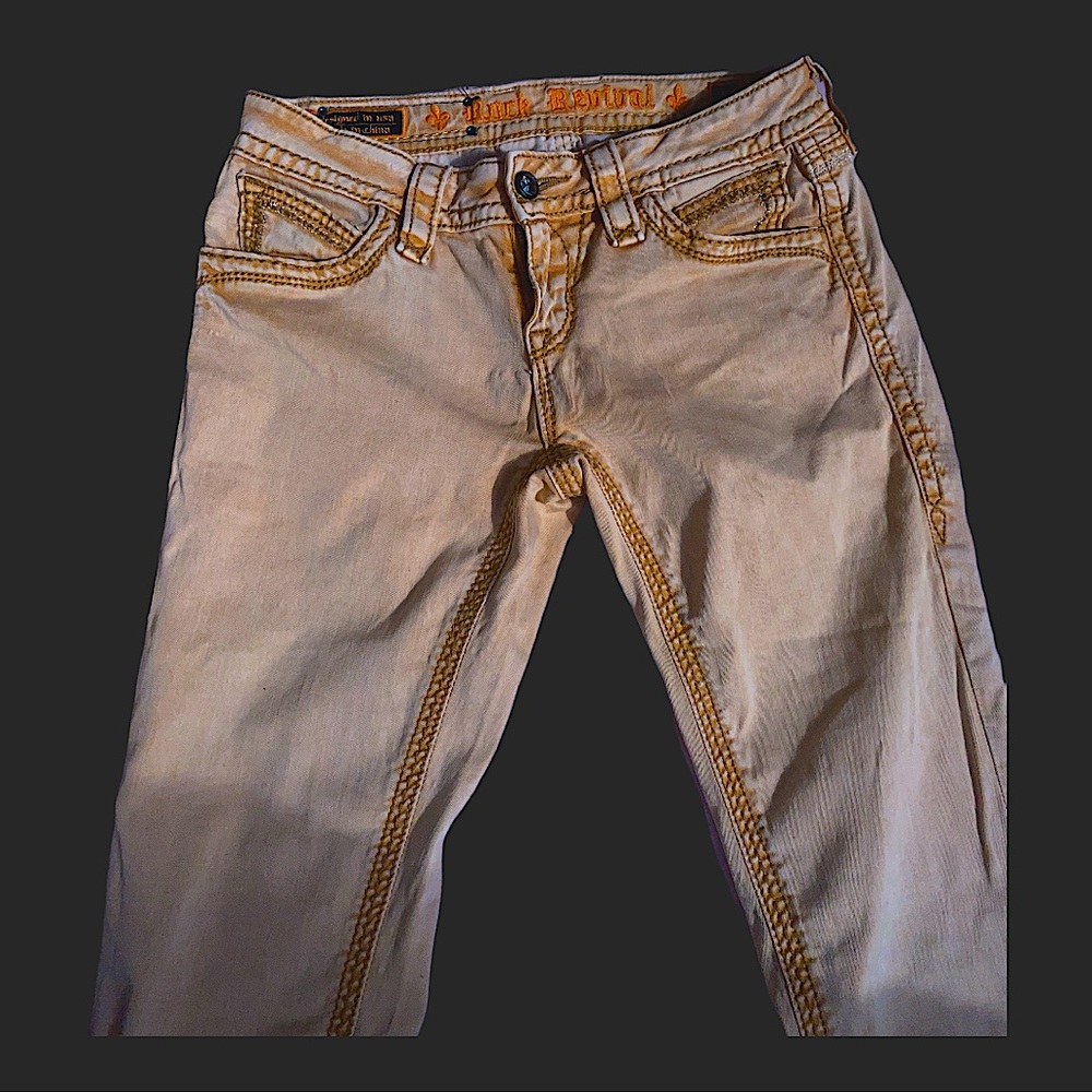 Y2K Rock Revival low rise orange Blair jeans